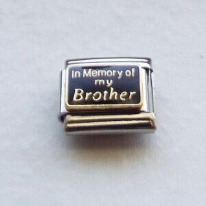 In Memory of My Brother enamel 9mm stainless steel italian charm bracelet link